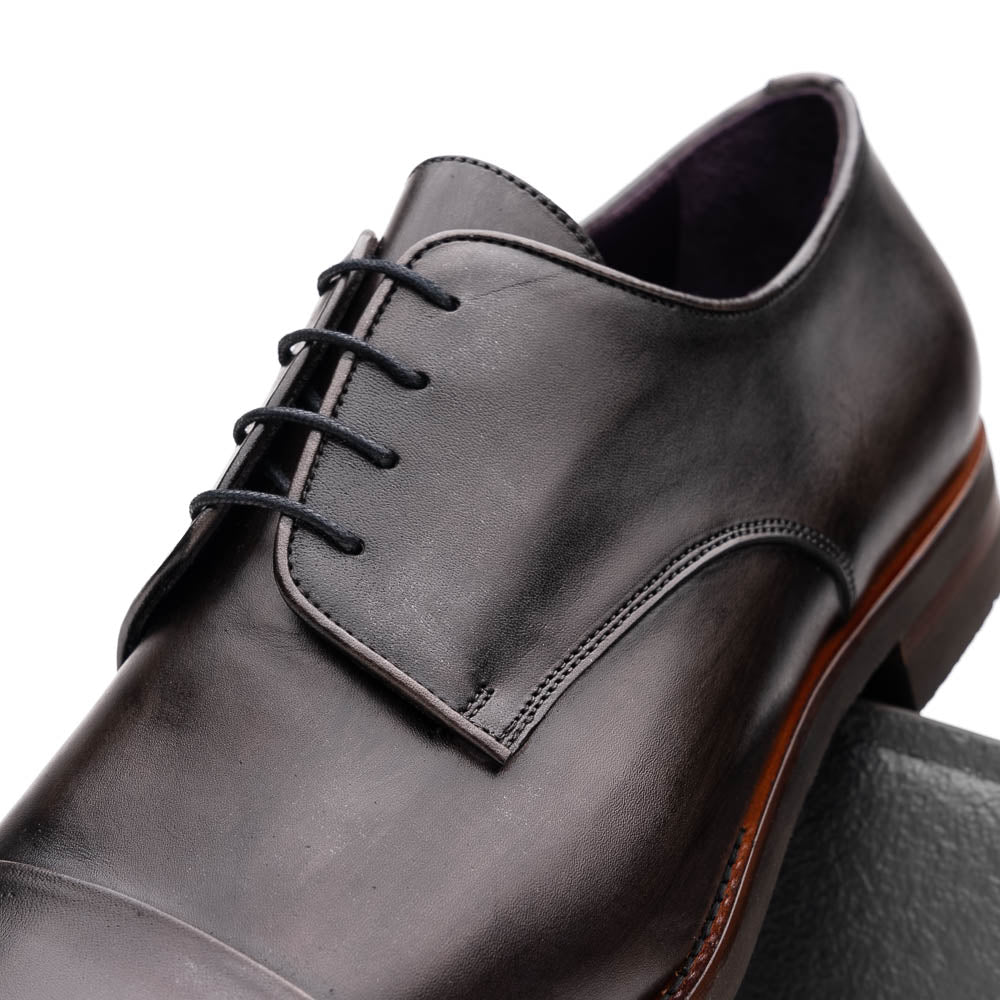 Enzo Italian Calfskin Cap Toe Oxfords | Burnished Black