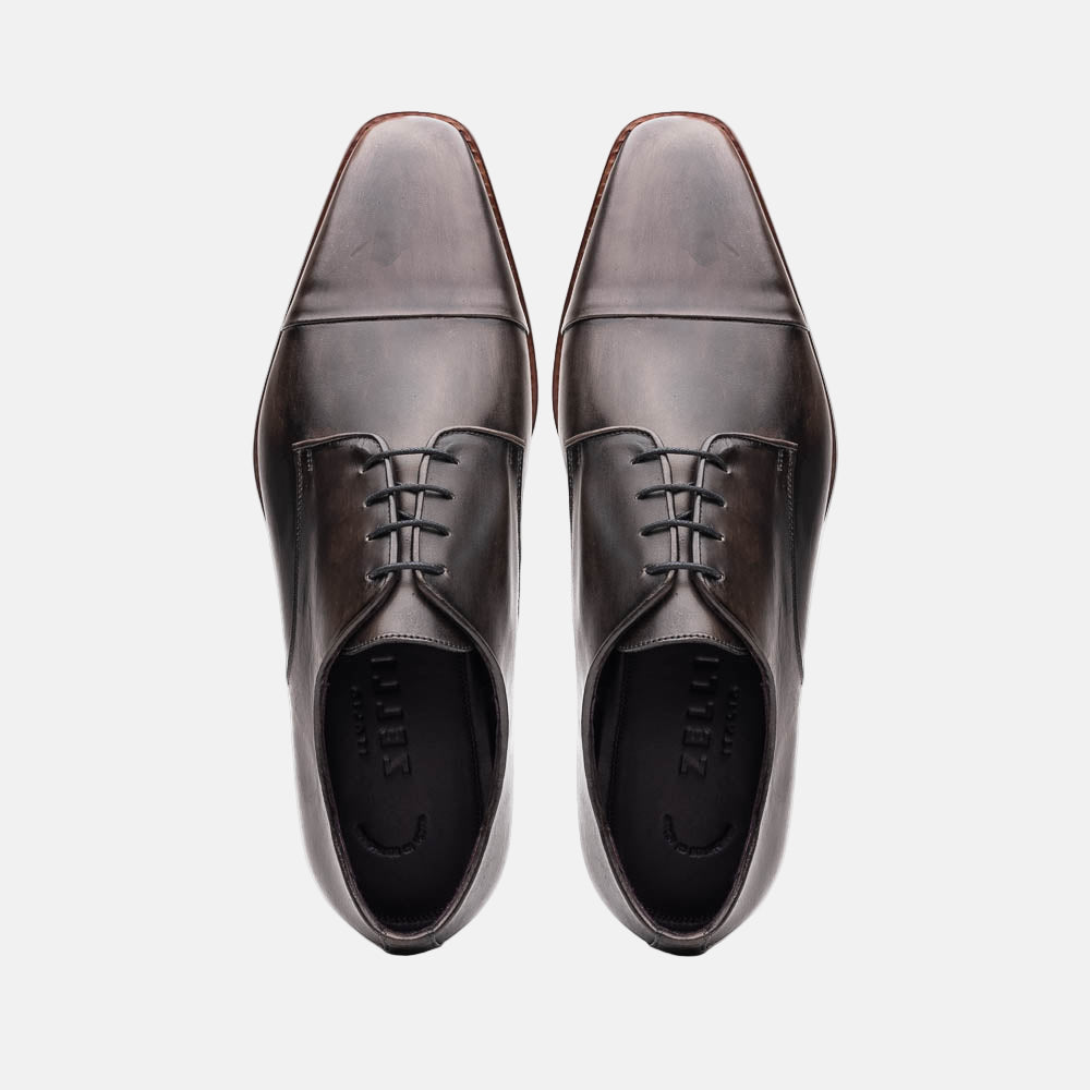 Enzo Italian Calfskin Cap Toe Oxfords | Burnished Black