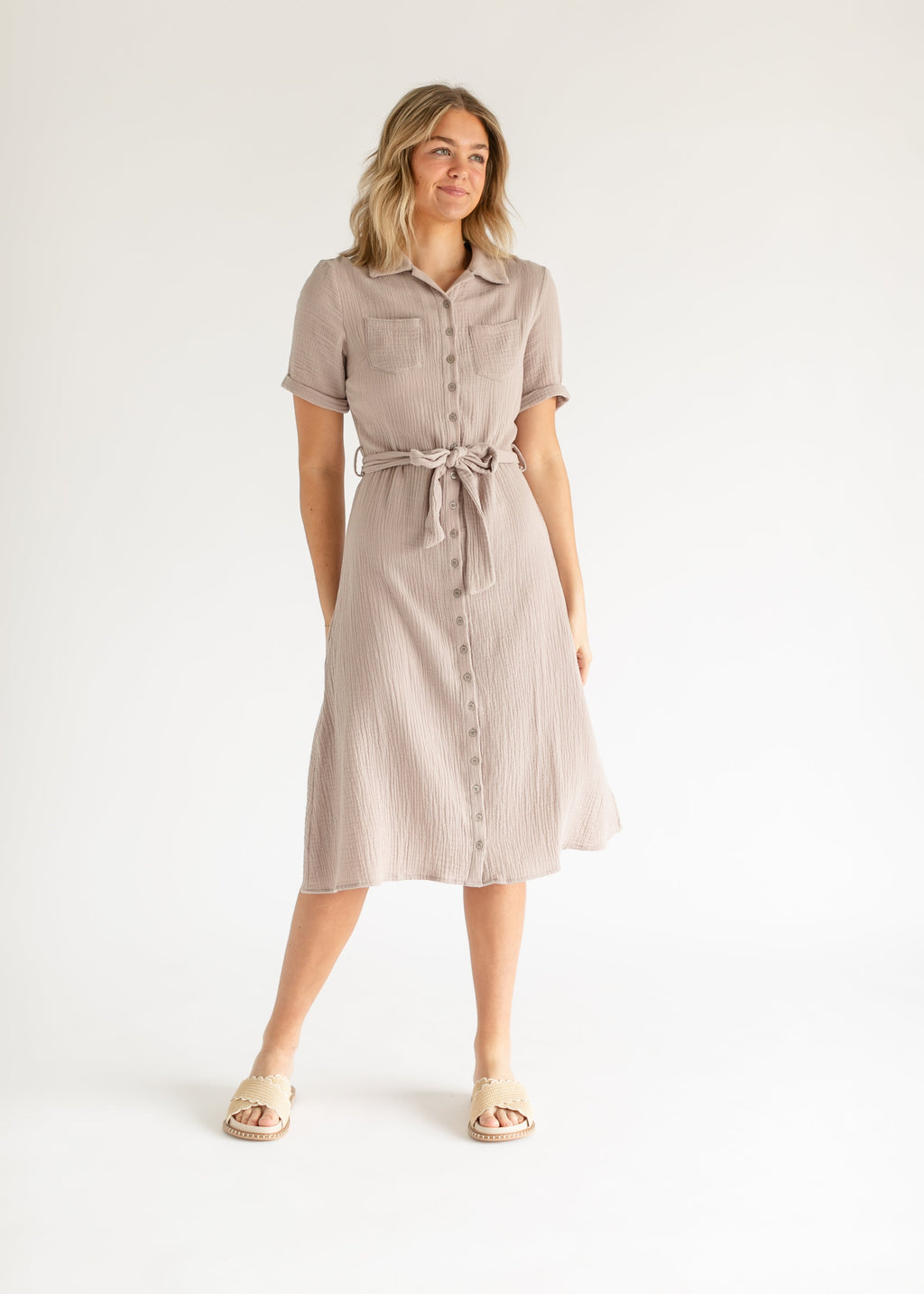 Essential Gauze Shirt Dress