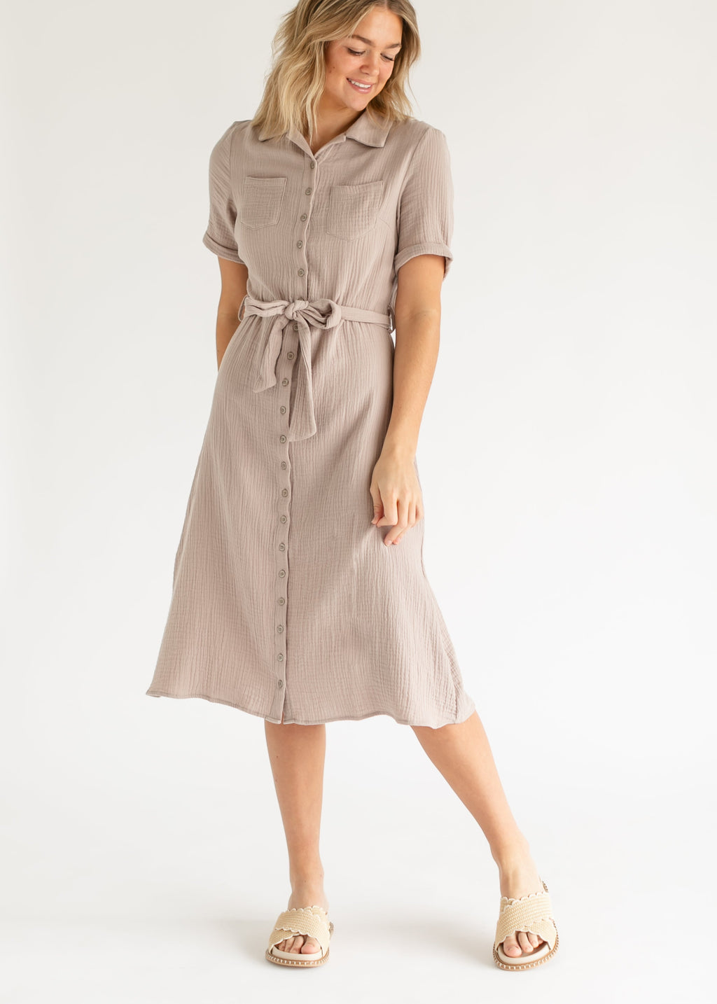 Essential Gauze Shirt Dress