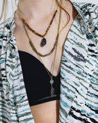 Ethnic 3 in 1 Necklace with Large Stones and Natural Beads