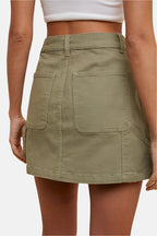 Cargo Denim Mini Skirt Olive Green