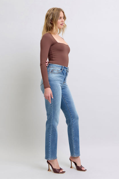 Vintage Wash Thermal Straight Jeans