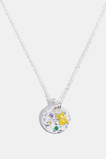 Multicolored Zircon Round Pendant Necklace