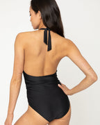 Halter Neck One-Piece Swimsuit F1812 Black