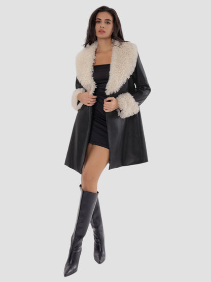 Fuzzy Long Sleeve Longline Coat