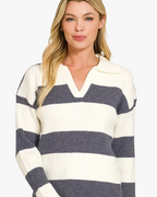 Striped Collared Sweater