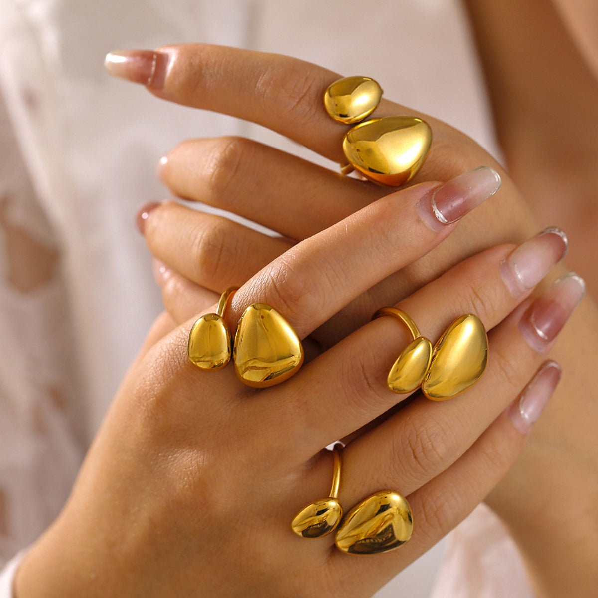 Gold-Plated Irregular Bypass Ring