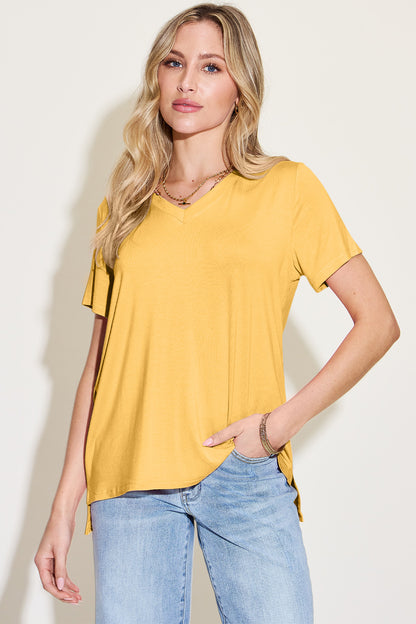 Bamboo V-Neck High-Low T-Shirt