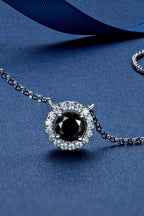 Black 1 Ct Moissanite Round Pendant Necklace