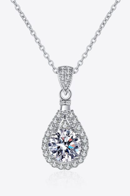 Teardrop Pendant Necklace 2 Ct Moissanite