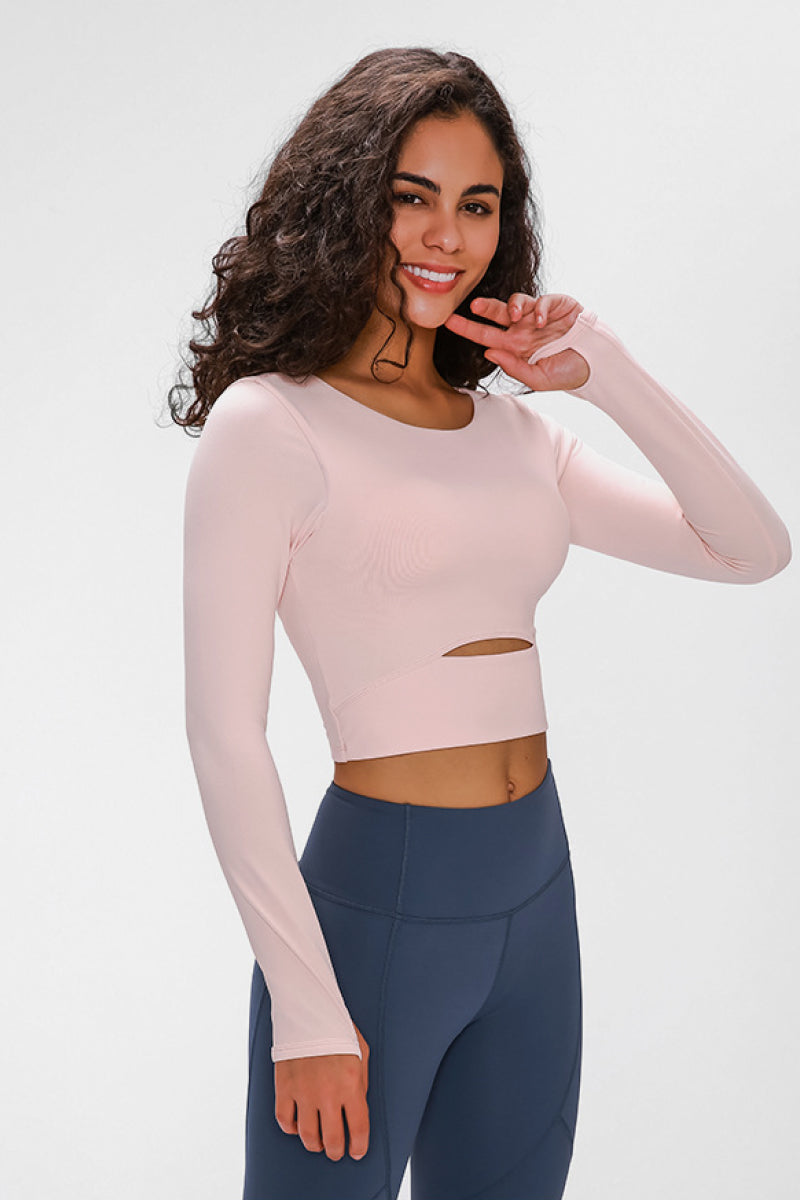 Long Sleeve Crop Top with Sports Strap