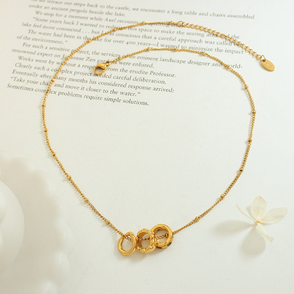 Three Shapes Inlaid Zircon Pendant Necklace