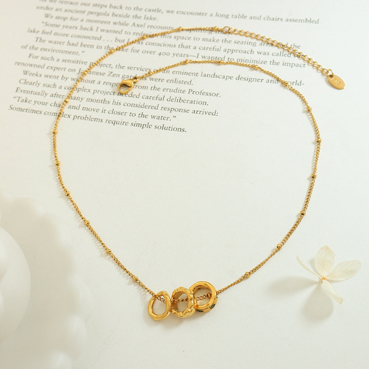 Three Shapes Inlaid Zircon Pendant Necklace