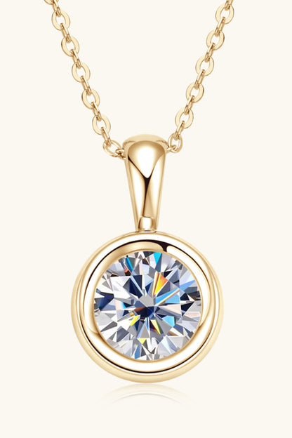 Modern Round 2 Ct Moissanite Silver Pendant Necklace