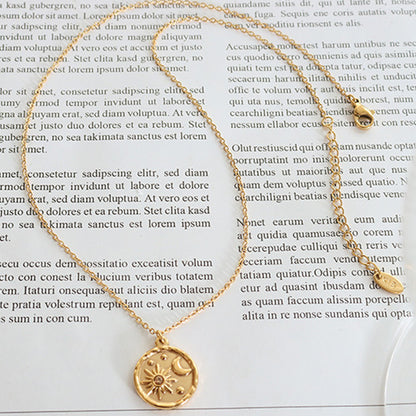 Coin Shape Sun & Moon Necklace