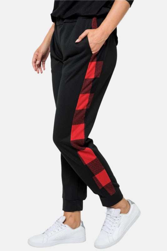 Plaid Side Print Sweatpants