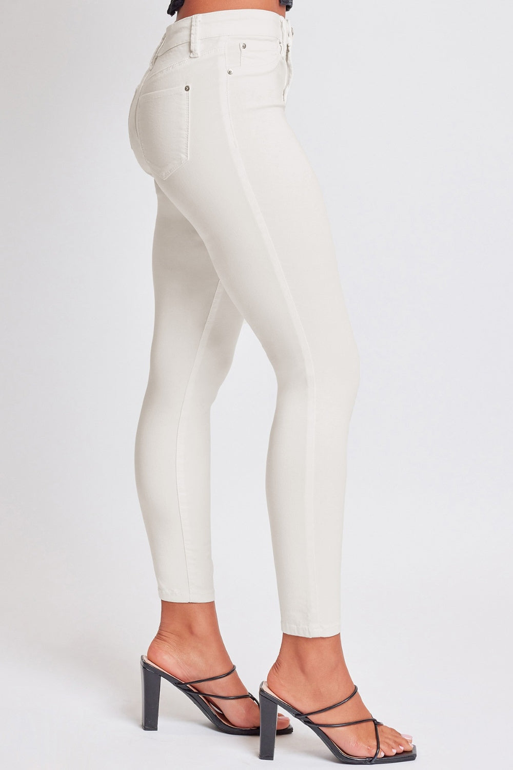 White Hyperstretch Mid-Rise Skinny Jeans