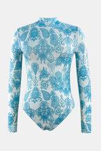 Mock Neck Long Sleeve One-Piece Swimwear
