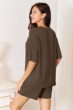 Basic Bae Bamboo Round Neck Drop Shoulder T-Shirt and Shorts Set