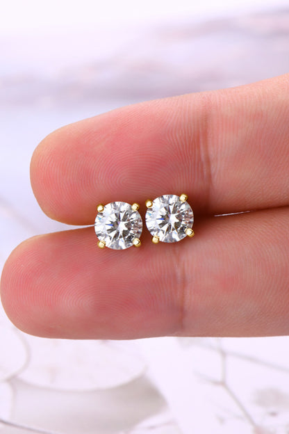 Silver Stud Earrings with 2 Ct Moissanite