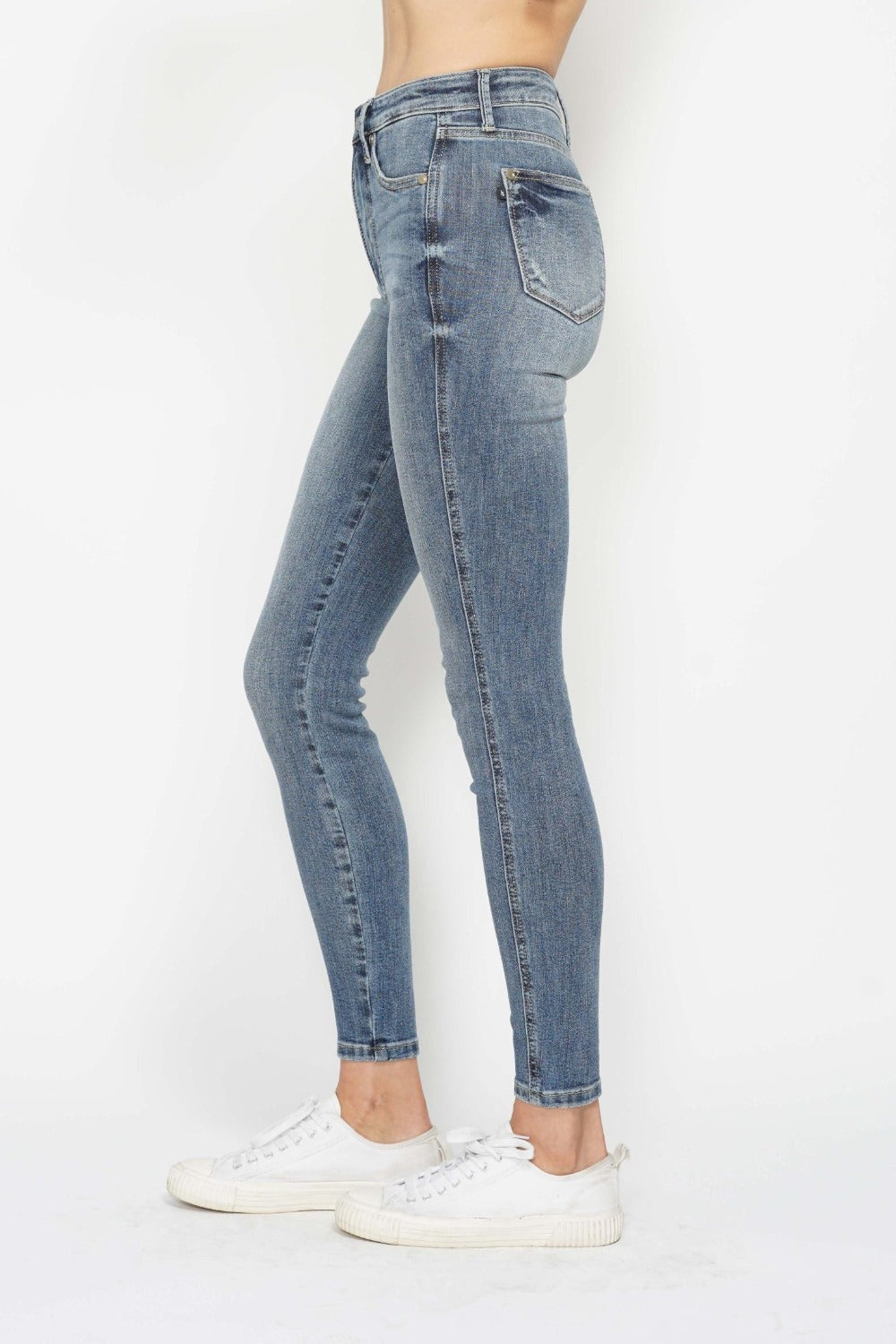 Tummy Control Contrast Wash Skinny Jeans