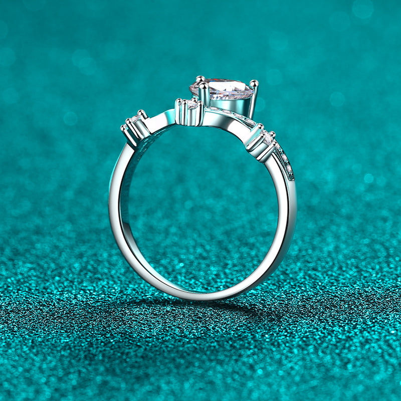 Heart Shape 1 Ct Moissanite Zircon Silver Ring