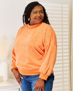 Basic Bae Round Neck Dropped Shoulder Sweatshirt | Orange