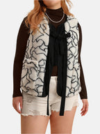 Tied Sherpa Vest Coat with Pockets (Size +)