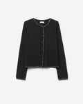 Fine Knit Black Cardigan with Rhinestone Detail