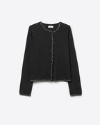 Fine Knit Black Cardigan with Rhinestone Detail