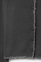 Fine Knit Black Cardigan with Rhinestone Detail