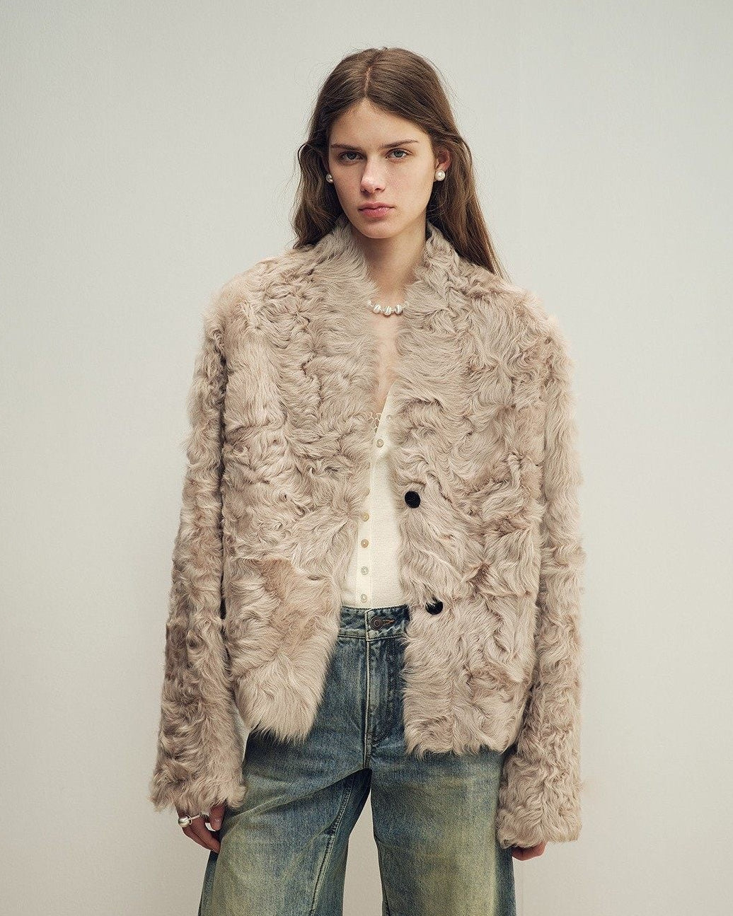 Firelady Fur Women‘s Shearling Coat | Rippled Waterwave Pattern Rare Lake Lamb “Mole Manor”