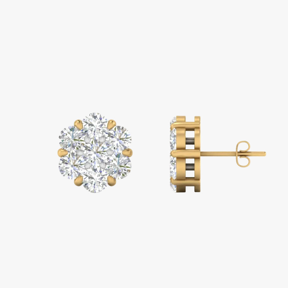 0.75 Carat 7 Stone Flower Diamond Earring