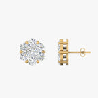 0.75 Carat 7 Stone Flower Diamond Earring