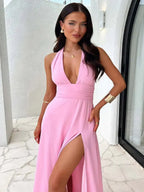 Fredrick Dress Halterneck V-Neck Style