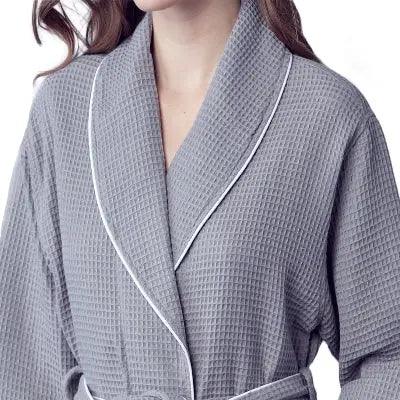 Women’s Waffle Piping Bathrobe Lightweight Spa-Style Comfort