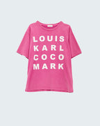Fuchsia T-Shirt with Famous Names Logos at the Front
