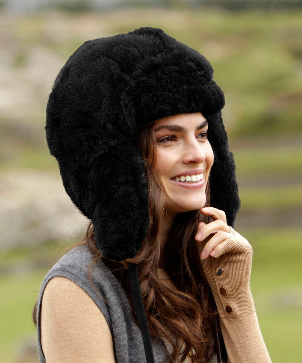 Baby Alpaca RCMP Fur Hat with Earflaps Chullo