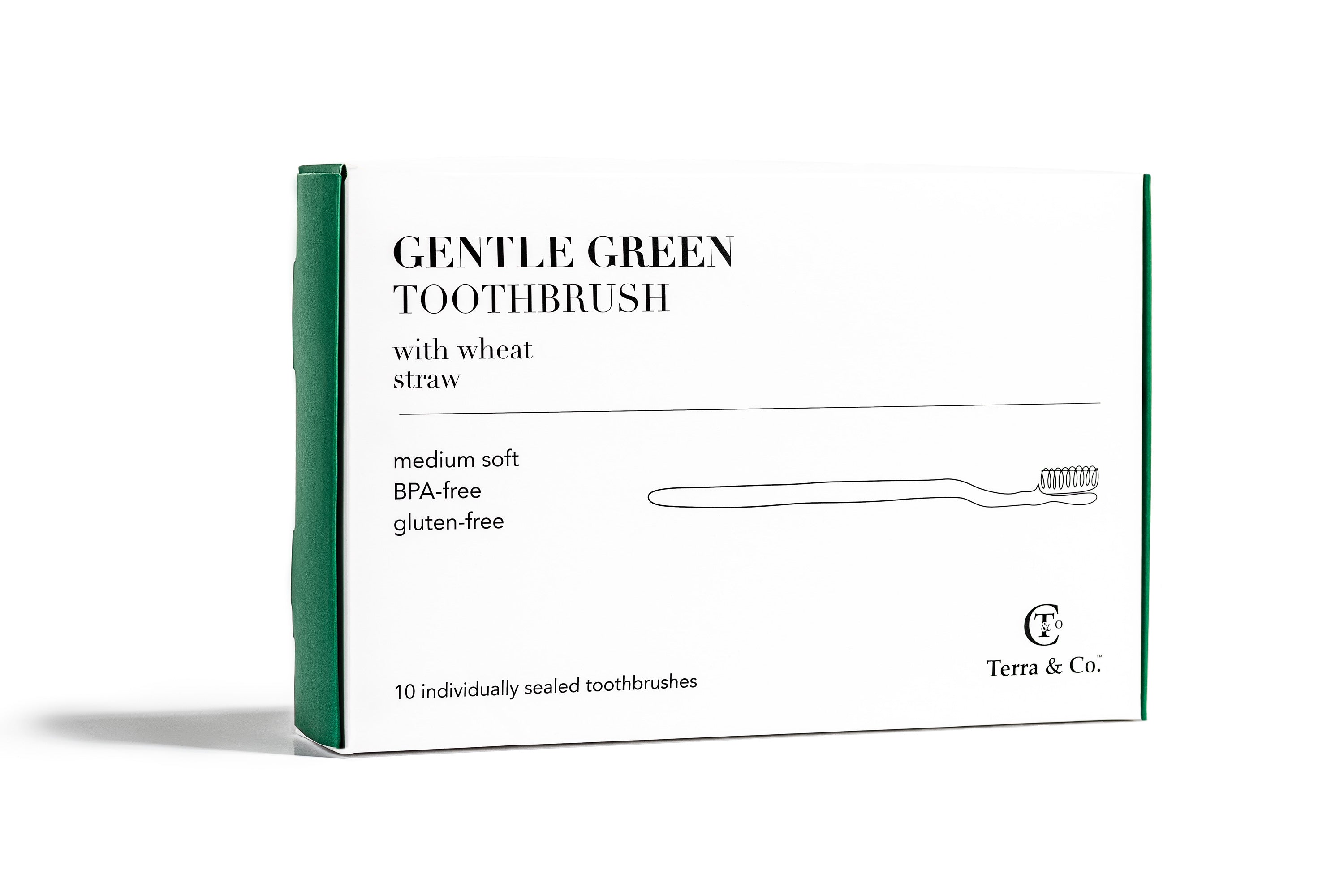 Gentle Green Eco-Friendly Wheat Straw Toothbrushes for Sensitive Teeth | BPA-Free, Travel-Friendly, Plastic-Free | Family Pack (10 Ct)