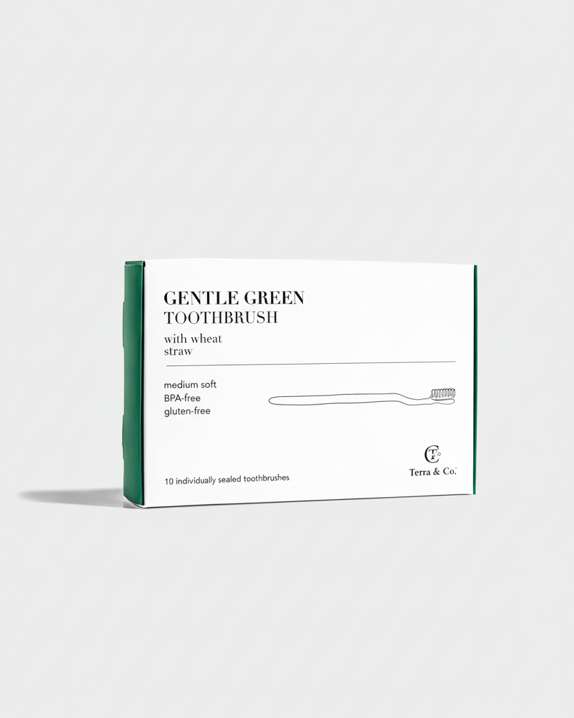 Gentle Green Eco-Friendly Wheat Straw Toothbrushes for Sensitive Teeth | BPA-Free, Travel-Friendly, Plastic-Free | Family Pack (10 Ct)