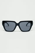 Geometric Thick Black Sunglasses with Black Lens