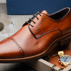 Giovanni Italian Calfskin Lace-Up Shoe | Cognac