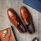 Giovanni Italian Calfskin Lace-Up Shoe | Cognac