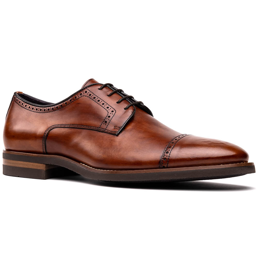 Giovanni Italian Calfskin Lace-Up Shoe | Cognac