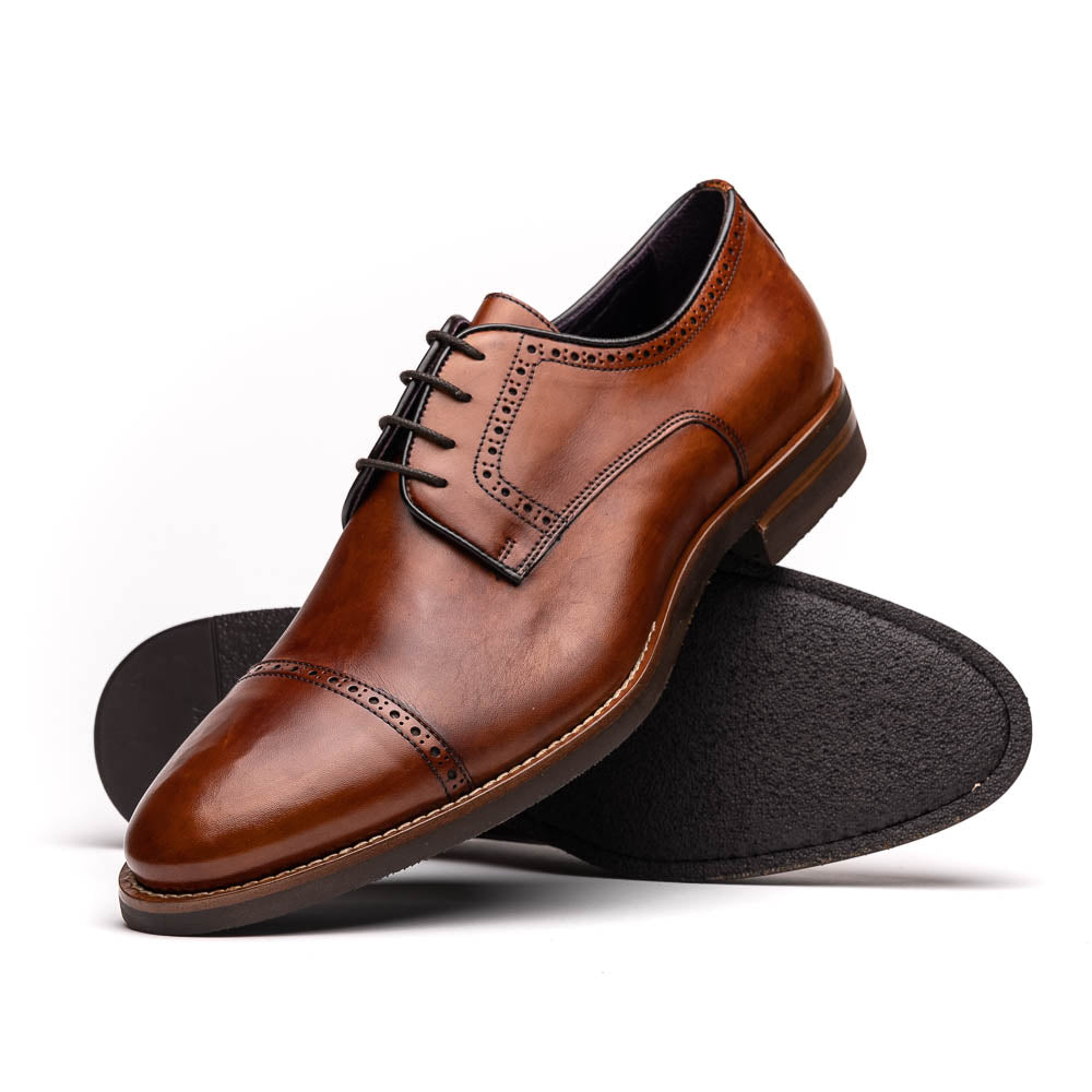Giovanni Italian Calfskin Lace-Up Shoe | Cognac