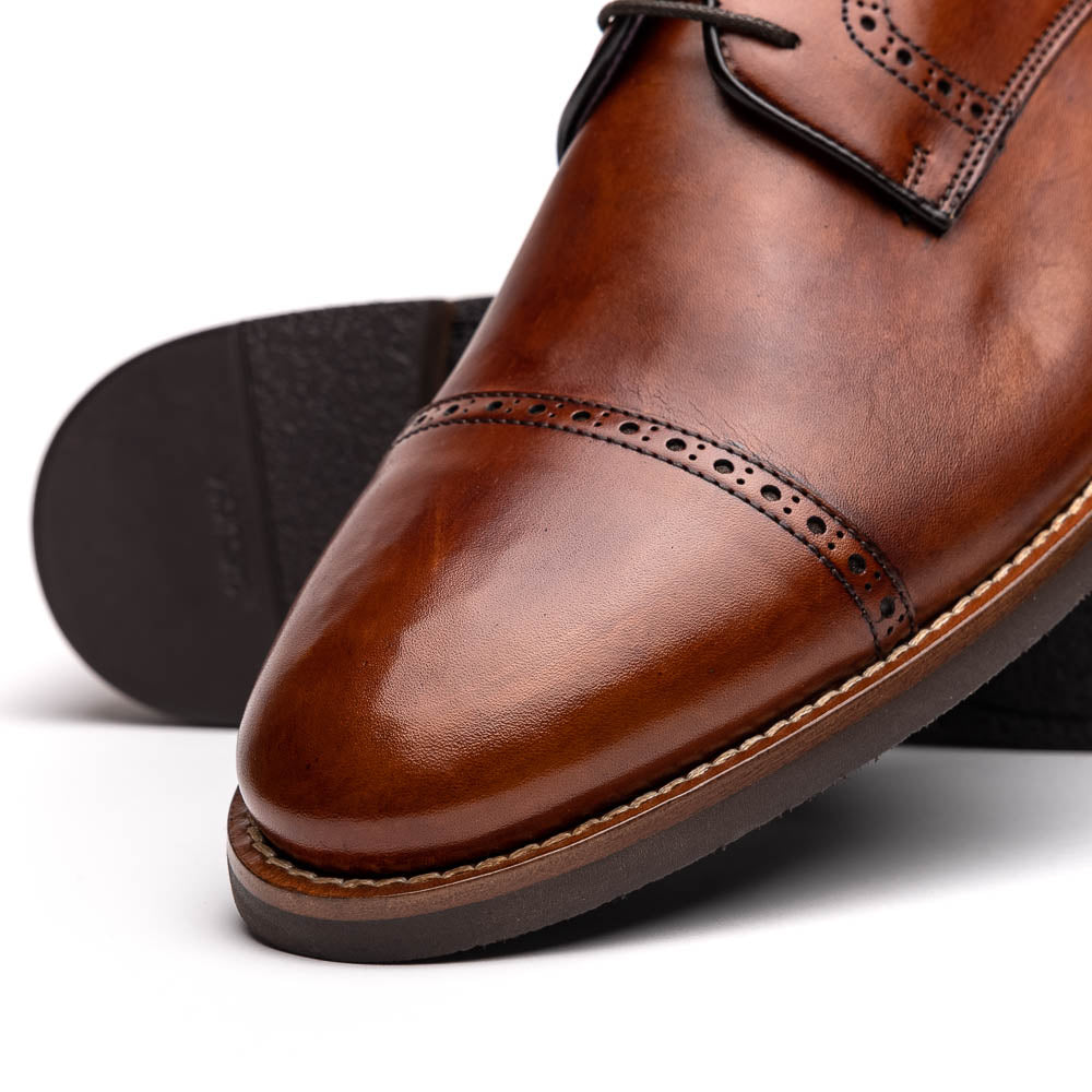 Giovanni Italian Calfskin Lace-Up Shoe | Cognac