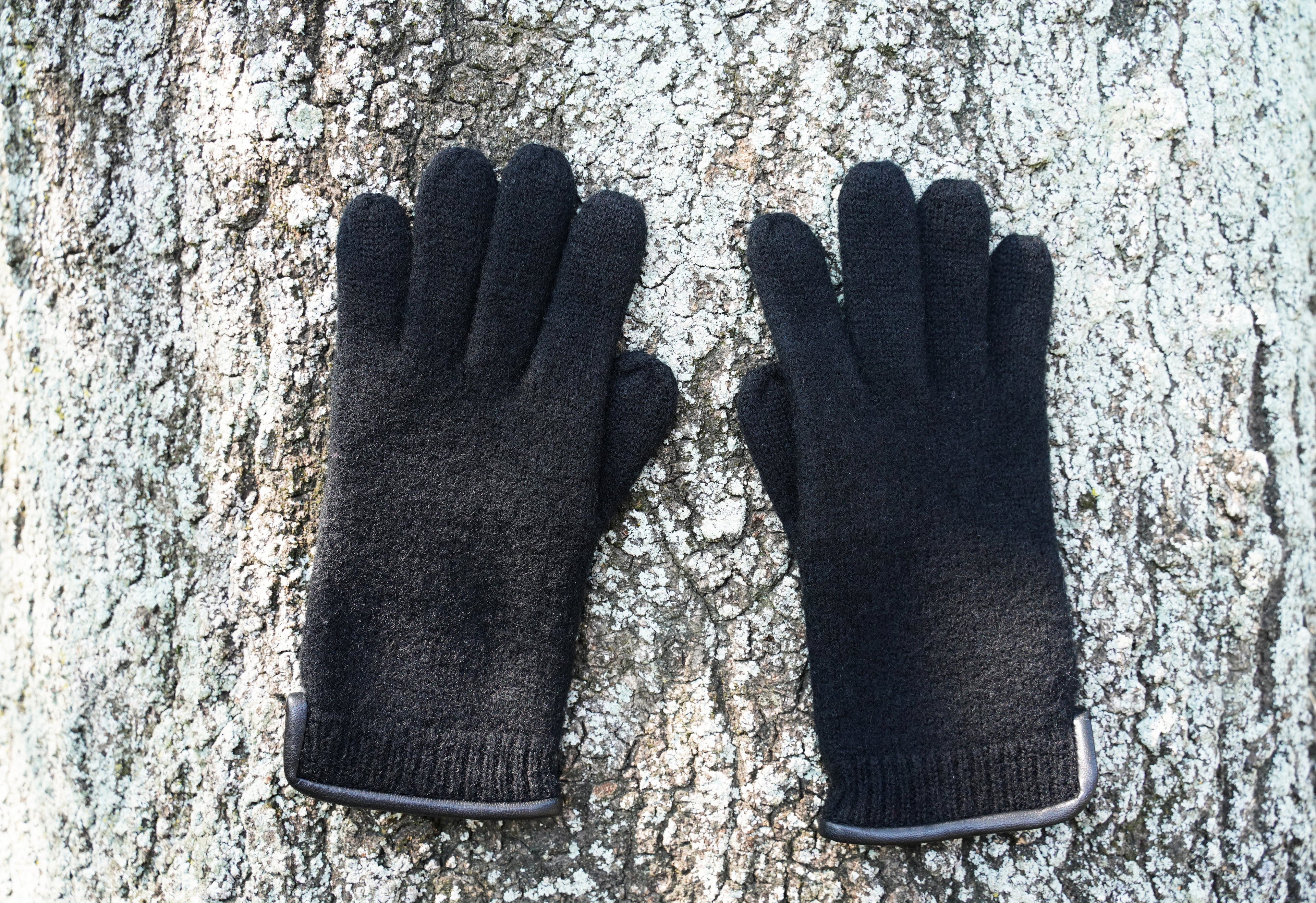 Tittimitti® 100% Virgin Wool Unisex Gloves with Genuine Leather Trim. OEKO-TEX Standard 100