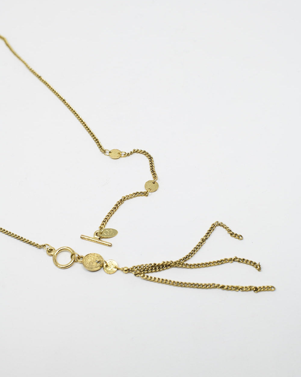 Gold Necklace with Beads and Fringe Chain Detail