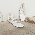 Oasis Society Abril White Strappy Ankle Wrap Sandal